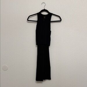 House of Harlow Black Ribbed Knit Sleeveless Top and Pants Set lounge set